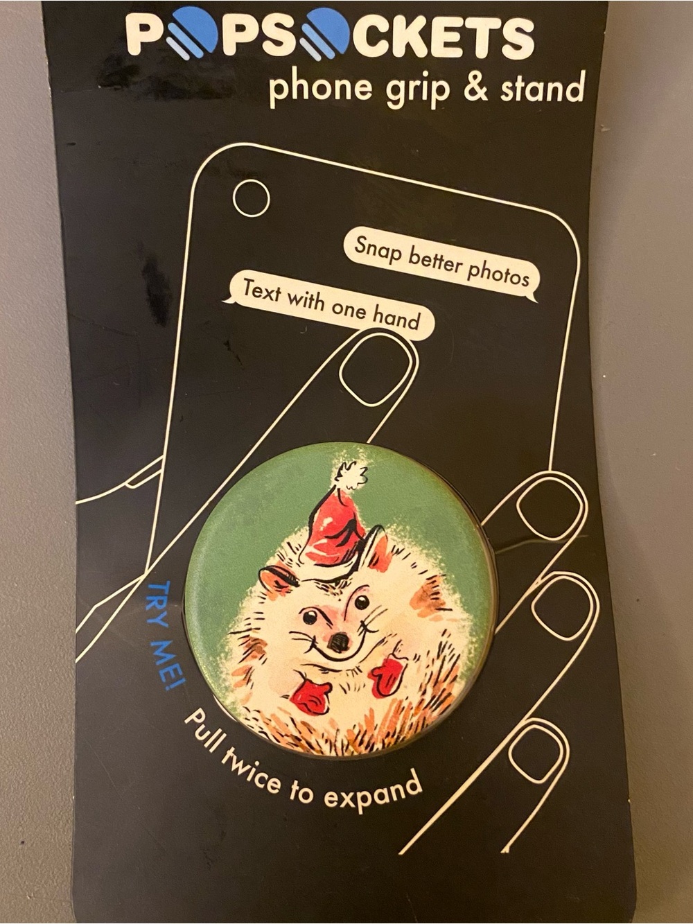 PopSocket Phone Grip & Stand - Green Holiday Christmas Hedgehog